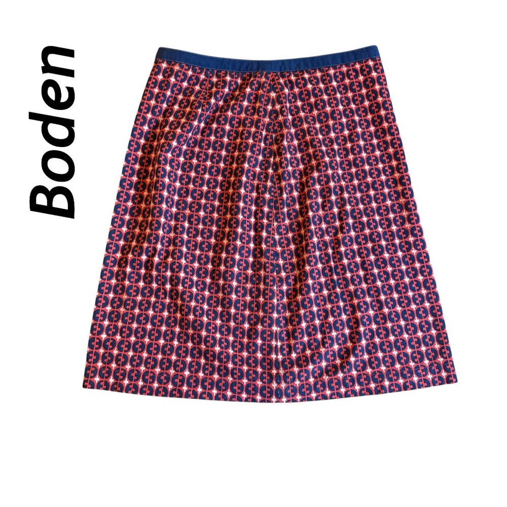 Boden EXCELLENT condition orange and navy skirt Size 10